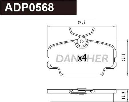 Danaher ADP0568 - Kit pastiglie freno, Freno a disco autozon.pro