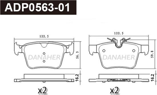 Danaher ADP0563-01 - Kit pastiglie freno, Freno a disco autozon.pro