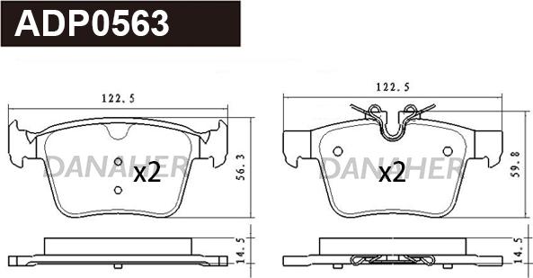 Danaher ADP0563 - Kit pastiglie freno, Freno a disco autozon.pro