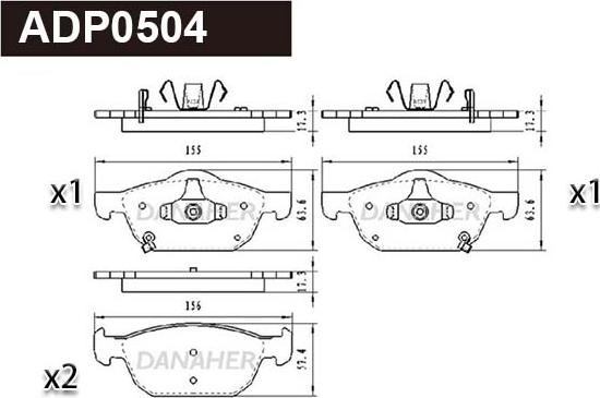 Danaher ADP0504 - Kit pastiglie freno, Freno a disco autozon.pro