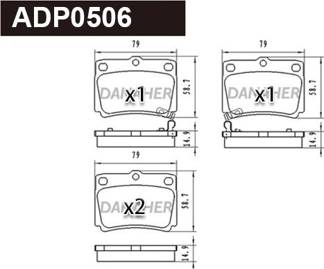 Danaher ADP0506 - Kit pastiglie freno, Freno a disco autozon.pro