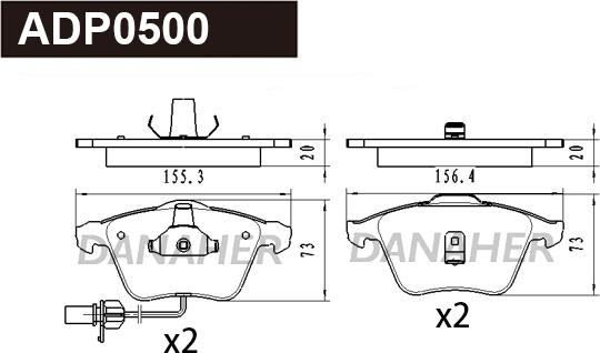 Danaher ADP0500 - Kit pastiglie freno, Freno a disco autozon.pro