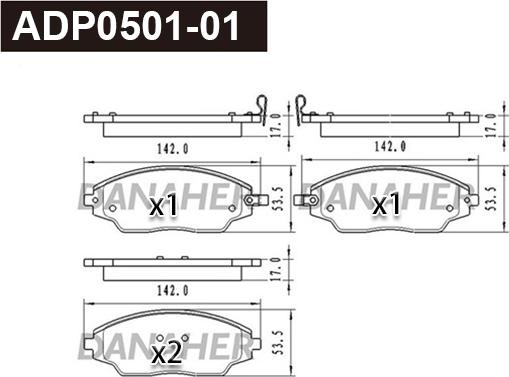 Danaher ADP0501-01 - Kit pastiglie freno, Freno a disco autozon.pro