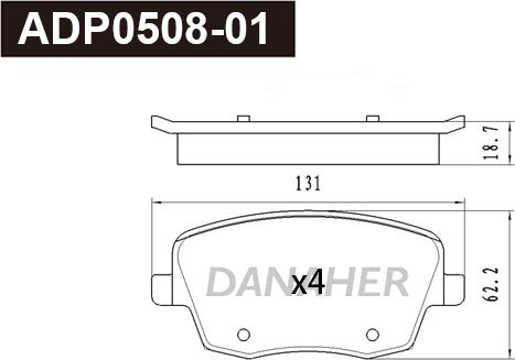 Danaher ADP0508-01 - Kit pastiglie freno, Freno a disco autozon.pro