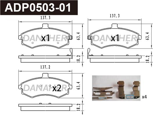 Danaher ADP0503-01 - Kit pastiglie freno, Freno a disco autozon.pro