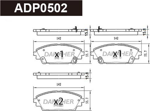 Danaher ADP0502 - Kit pastiglie freno, Freno a disco autozon.pro