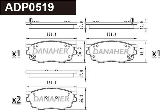 Danaher ADP0519 - Kit pastiglie freno, Freno a disco autozon.pro