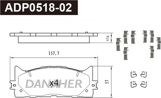 Danaher ADP0518-02 - Kit pastiglie freno, Freno a disco autozon.pro