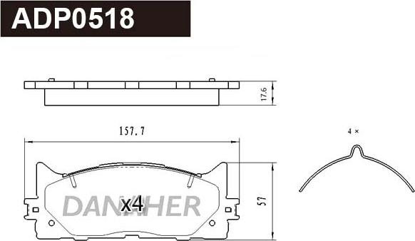 Danaher ADP0518 - Kit pastiglie freno, Freno a disco autozon.pro