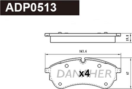 Danaher ADP0513 - Kit pastiglie freno, Freno a disco autozon.pro