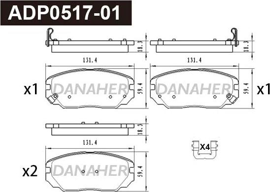 Danaher ADP0517-01 - Kit pastiglie freno, Freno a disco autozon.pro