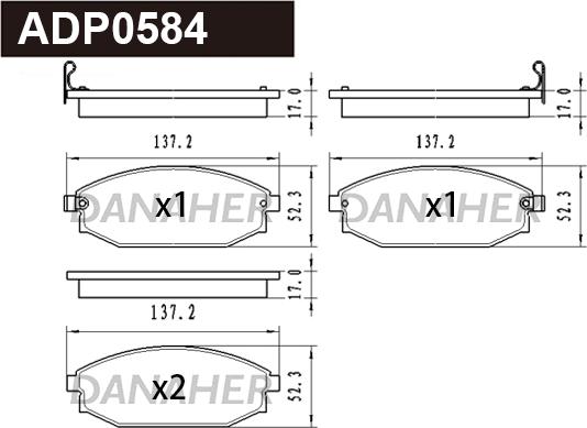 Danaher ADP0584 - Kit pastiglie freno, Freno a disco autozon.pro