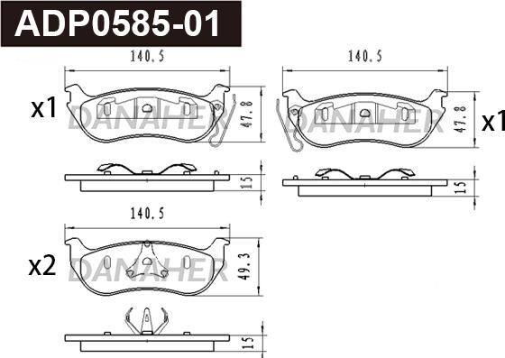 Danaher ADP0585-01 - Kit pastiglie freno, Freno a disco autozon.pro