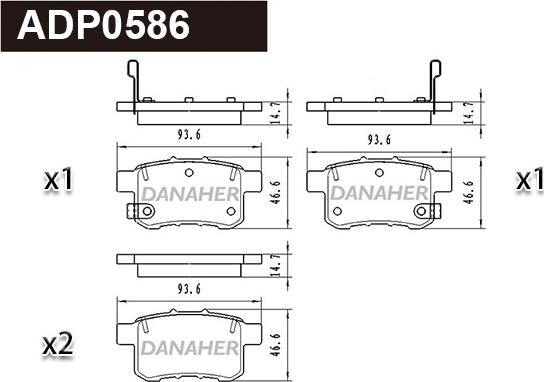 Danaher ADP0586 - Kit pastiglie freno, Freno a disco autozon.pro