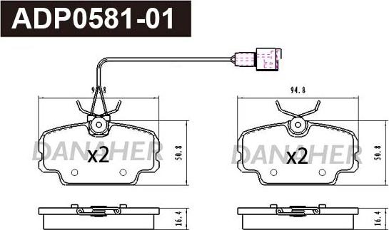 Danaher ADP0581-01 - Kit pastiglie freno, Freno a disco autozon.pro