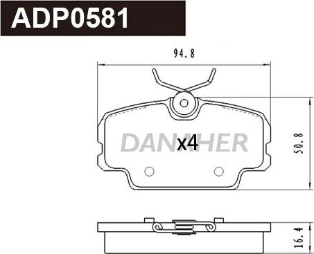 Danaher ADP0581 - Kit pastiglie freno, Freno a disco autozon.pro