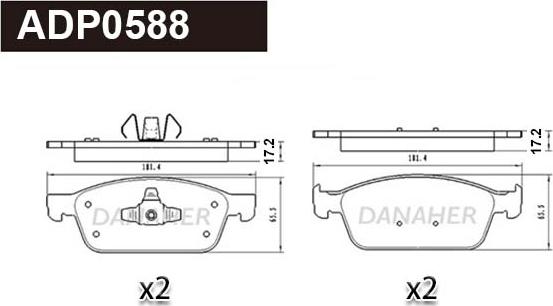 Danaher ADP0588 - Kit pastiglie freno, Freno a disco autozon.pro