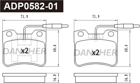 Danaher ADP0582-01 - Kit pastiglie freno, Freno a disco autozon.pro