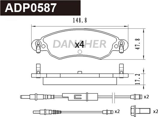 Danaher ADP0587 - Kit pastiglie freno, Freno a disco autozon.pro