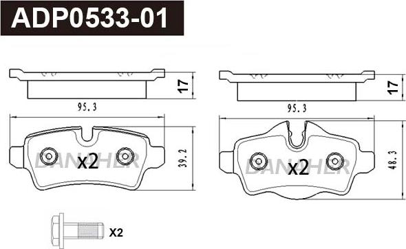 Danaher ADP0533-01 - Kit pastiglie freno, Freno a disco autozon.pro