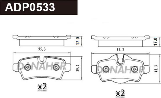 Danaher ADP0533 - Kit pastiglie freno, Freno a disco autozon.pro