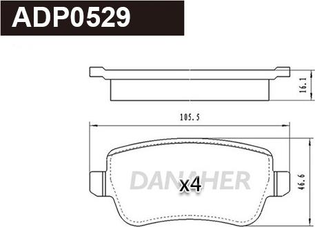 Danaher ADP0529 - Kit pastiglie freno, Freno a disco autozon.pro