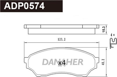 Danaher ADP0574 - Kit pastiglie freno, Freno a disco autozon.pro