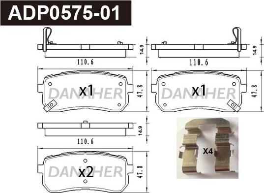 Danaher ADP0575-01 - Kit pastiglie freno, Freno a disco autozon.pro