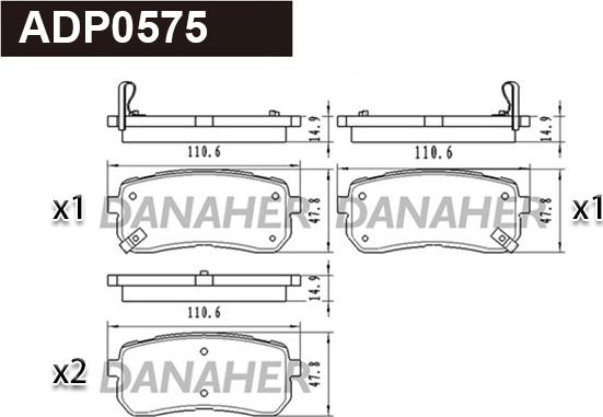 Danaher ADP0575 - Kit pastiglie freno, Freno a disco autozon.pro