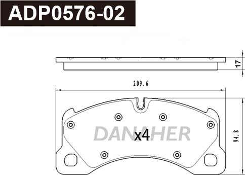 Danaher ADP0576-02 - Kit pastiglie freno, Freno a disco autozon.pro