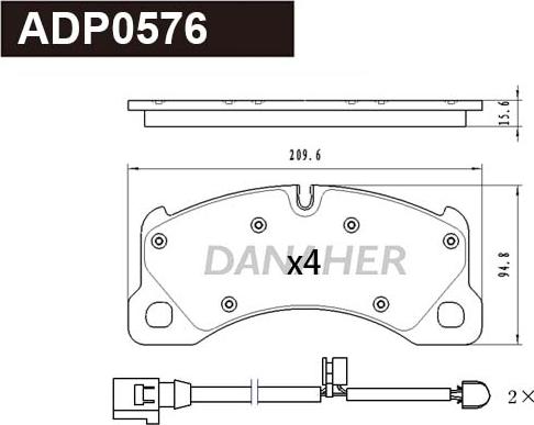 Danaher ADP0576 - Kit pastiglie freno, Freno a disco autozon.pro