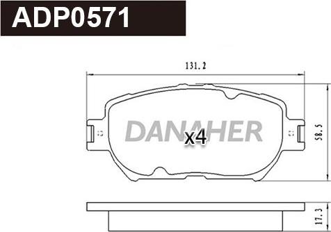 Danaher ADP0571 - Kit pastiglie freno, Freno a disco autozon.pro