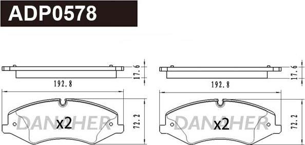 Danaher ADP0578 - Kit pastiglie freno, Freno a disco autozon.pro