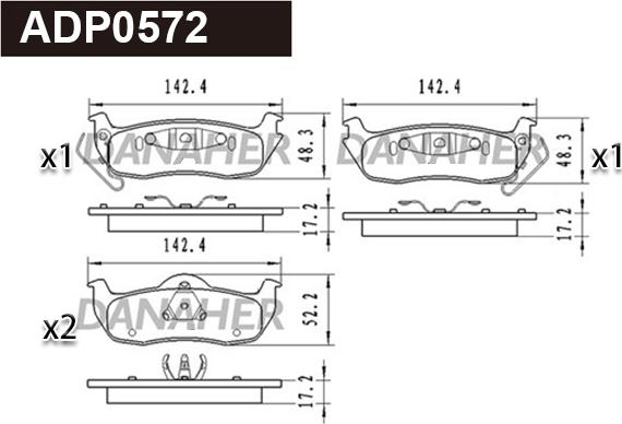 Danaher ADP0572 - Kit pastiglie freno, Freno a disco autozon.pro