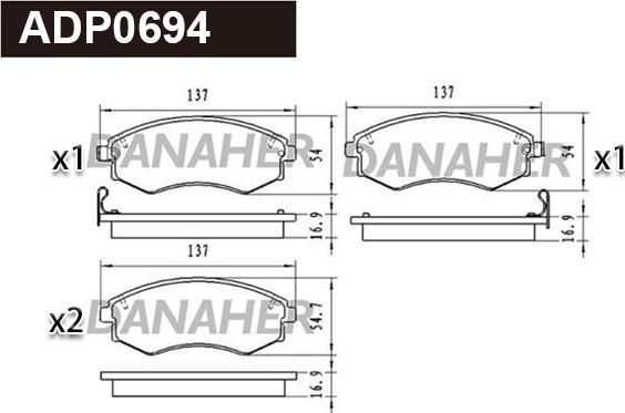 Danaher ADP0694 - Kit pastiglie freno, Freno a disco autozon.pro