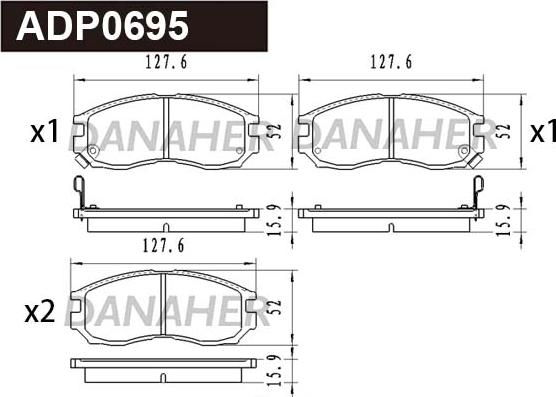 Danaher ADP0695 - Kit pastiglie freno, Freno a disco autozon.pro