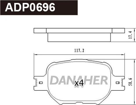 Danaher ADP0696 - Kit pastiglie freno, Freno a disco autozon.pro