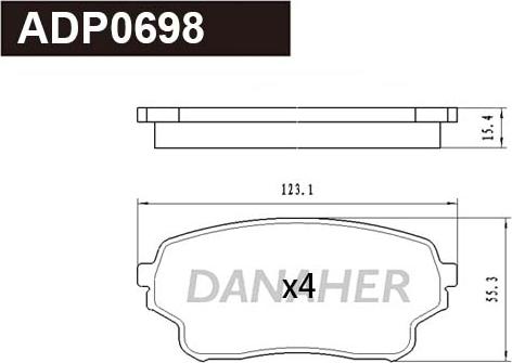 Danaher ADP0698 - Kit pastiglie freno, Freno a disco autozon.pro