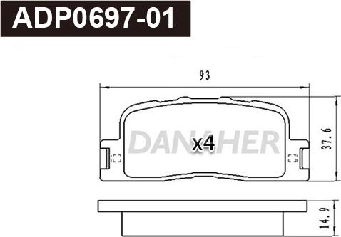 Danaher ADP0697-01 - Kit pastiglie freno, Freno a disco autozon.pro