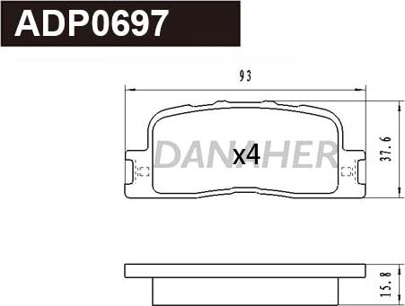 Danaher ADP0697 - Kit pastiglie freno, Freno a disco autozon.pro