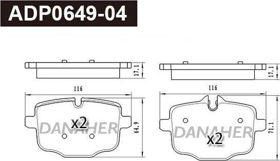 Danaher ADP0649-04 - Kit pastiglie freno, Freno a disco autozon.pro