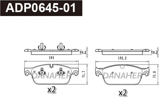 Danaher ADP0645-01 - Kit pastiglie freno, Freno a disco autozon.pro