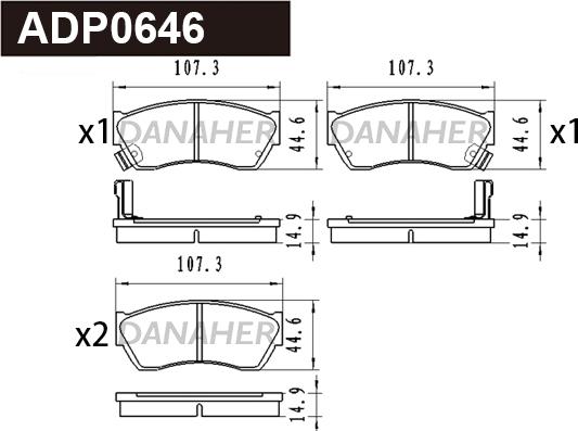 Danaher ADP0646 - Kit pastiglie freno, Freno a disco autozon.pro