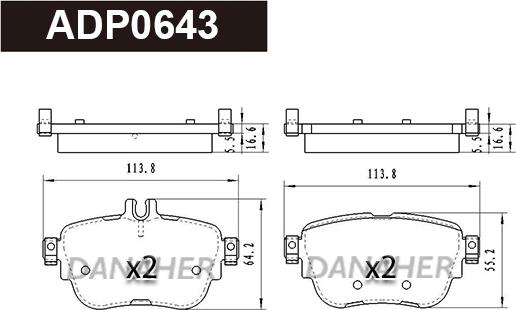 Danaher ADP0643 - Kit pastiglie freno, Freno a disco autozon.pro