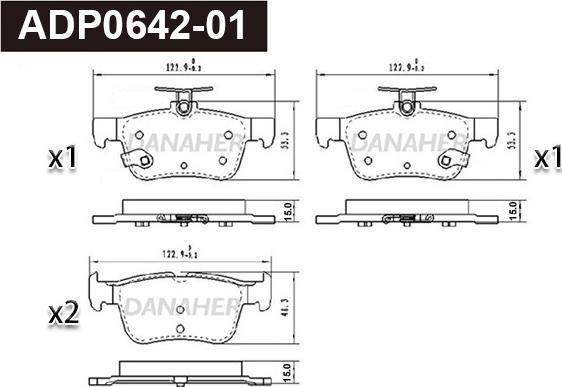 Danaher ADP0642-01 - Kit pastiglie freno, Freno a disco autozon.pro