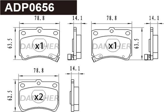 Danaher ADP0656 - Kit pastiglie freno, Freno a disco autozon.pro