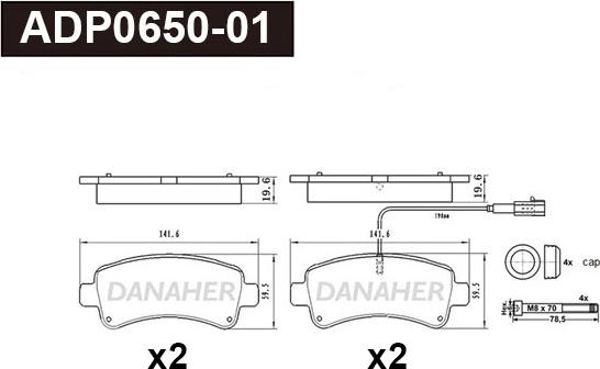 Danaher ADP0650-01 - Kit pastiglie freno, Freno a disco autozon.pro