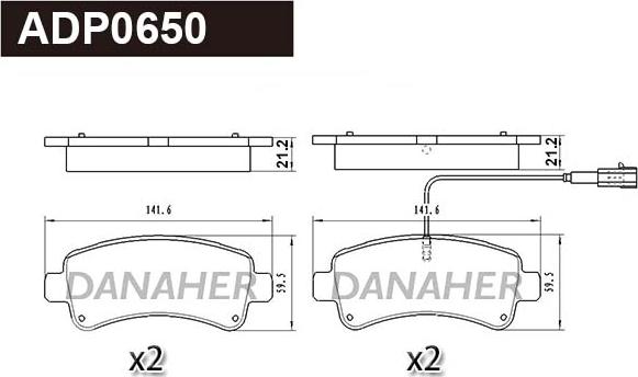 Danaher ADP0650 - Kit pastiglie freno, Freno a disco autozon.pro