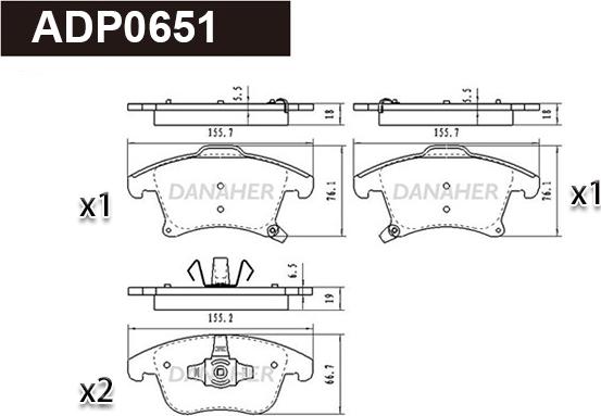 Danaher ADP0651 - Kit pastiglie freno, Freno a disco autozon.pro