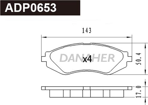 Danaher ADP0653 - Kit pastiglie freno, Freno a disco autozon.pro